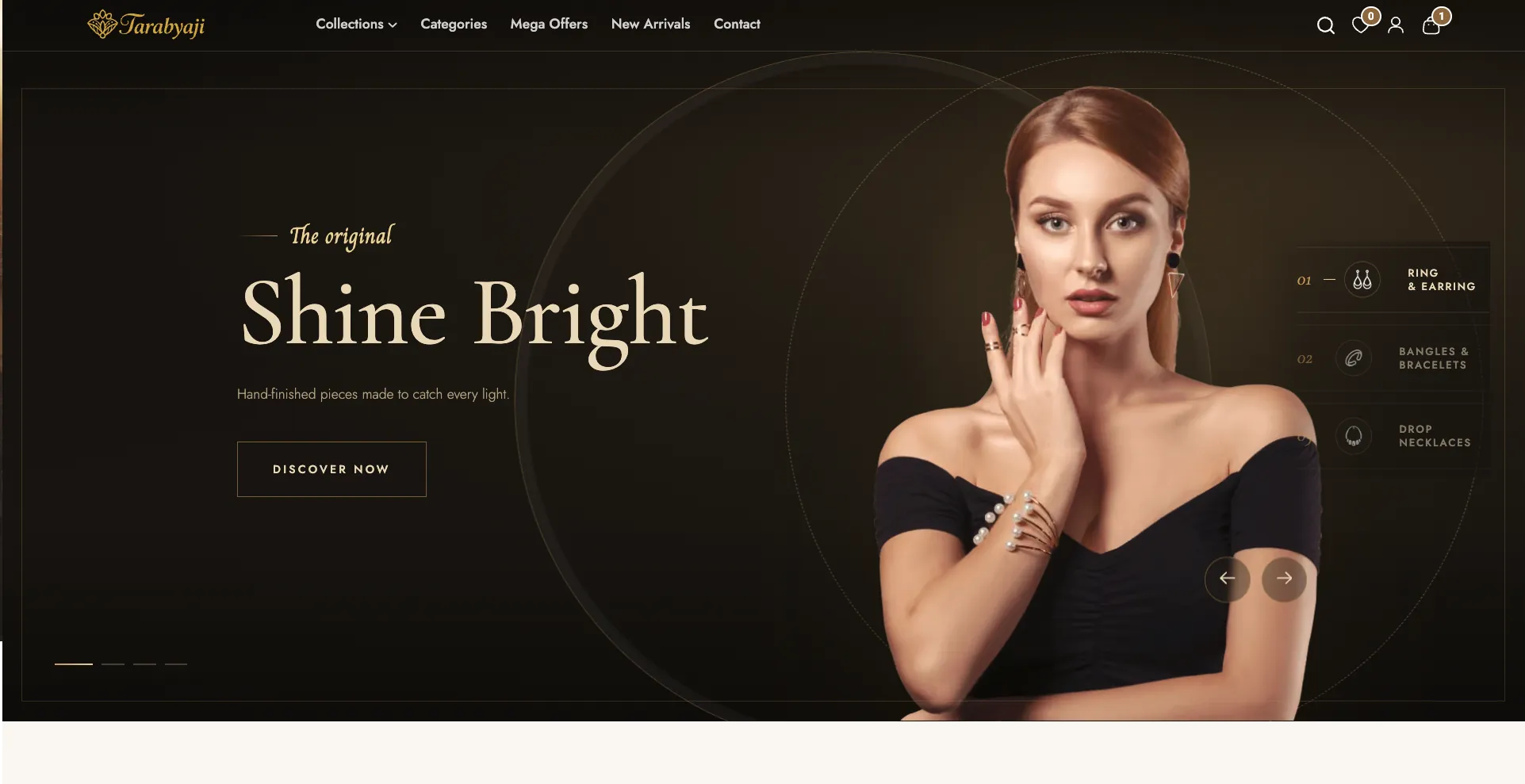Tarabyaji online jewellery store homepage